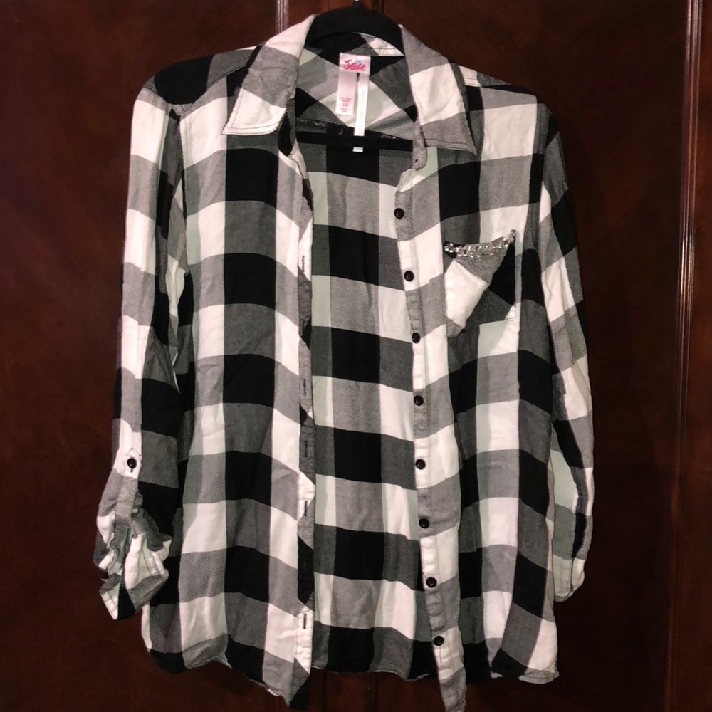 🎆 Justice Black Flannel Top 🎇